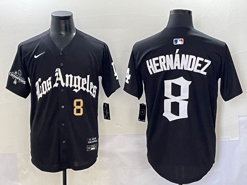 Men 2025 Los Angeles Dodgers #8 Hernandez Black Five generations Joint Name Nike MLB Jersey style 4->los angeles dodgers->MLB Jersey